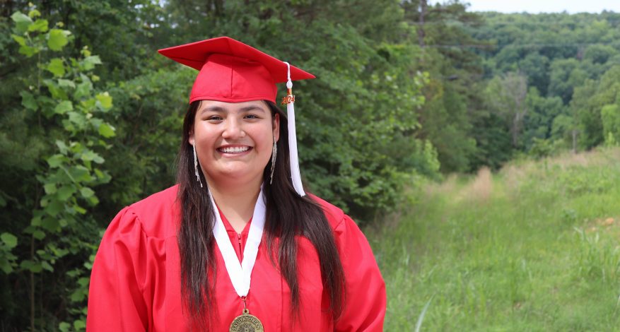 Ahbrianna, a Cookson Hills graduate, smiling as a student at Ozark Christian College